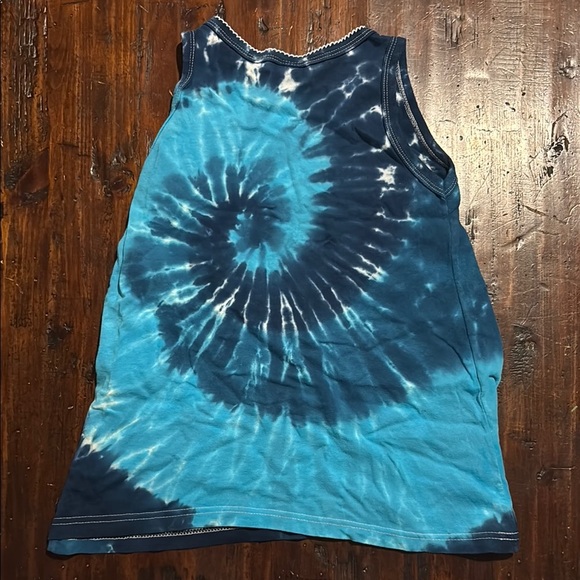 KIDDY KATS EUC GIRLS TIE DYE BLUE COTTON DRESS TANK SUMMER WHITE SIZE 4T 4 - Picture 2 of 4